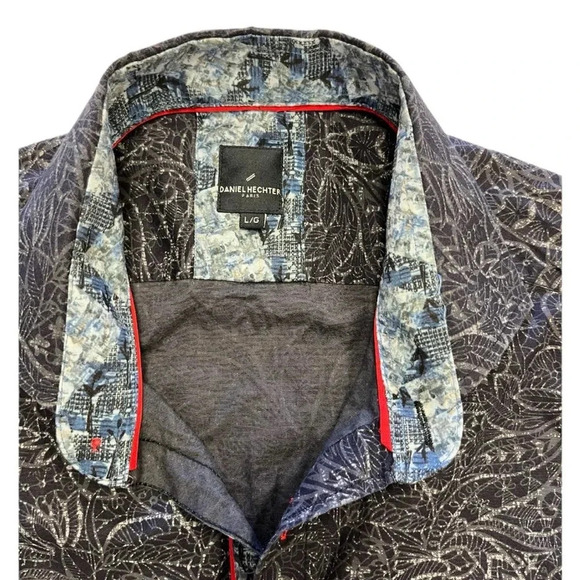 Daniel Hechter Blue Printed Long Sleeve Button Down Dress Shirts Size Large - Picture 7 of 10